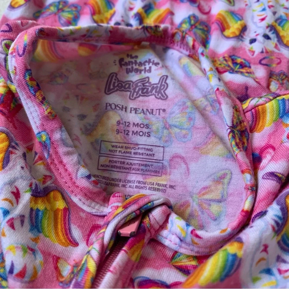 Posh Peanut Pink Lisa Frank Rainbow Zip Sleeper Size 9/12 Months - Picture 3 of 9